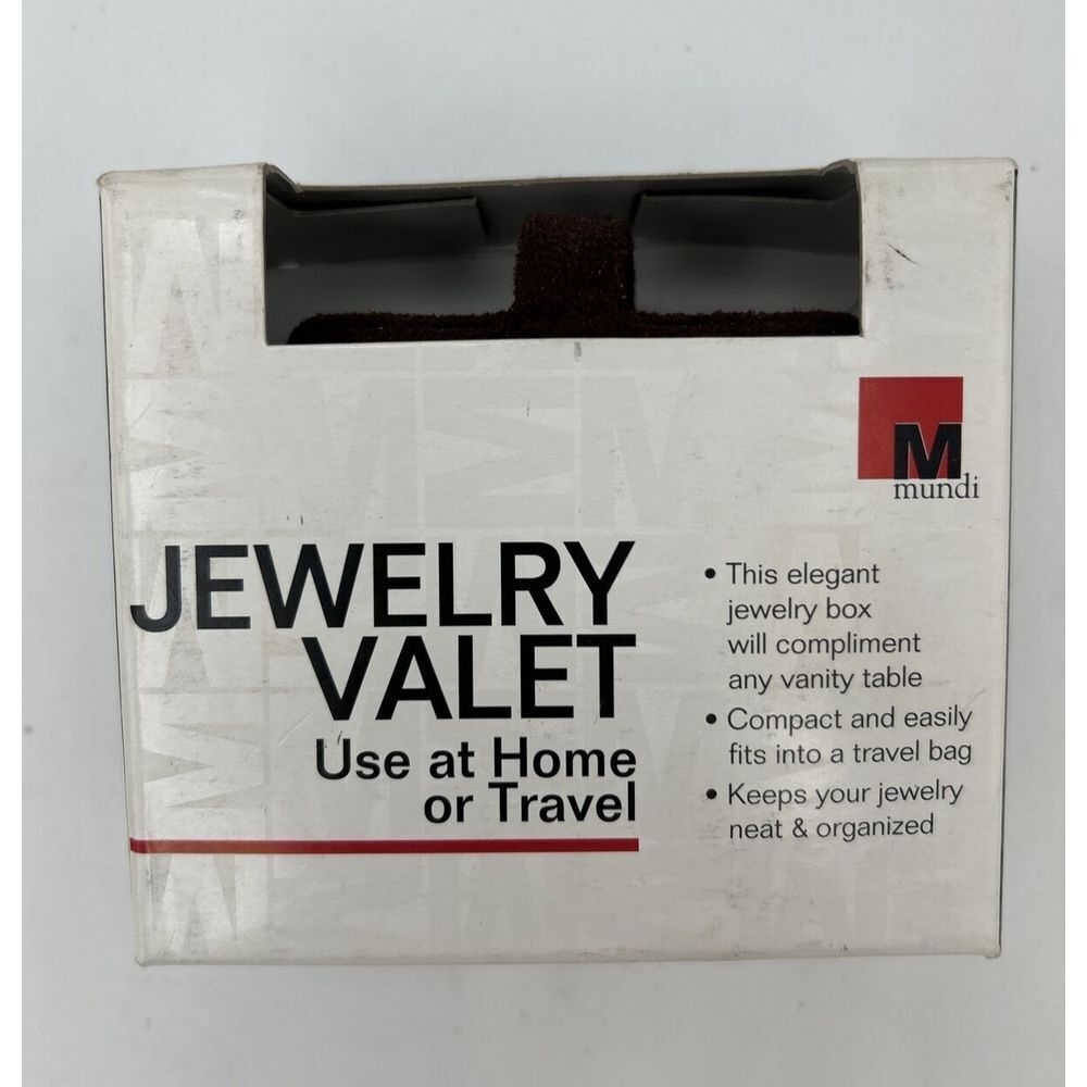 MUNDI Brown JEWELRY VALET HOME TRAVEL JEWELRY BOX CASE ORGANIZER 3 in x 3 7/8in.
